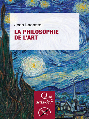 cover image of La Philosophie de l'art